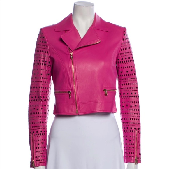 Versace Jackets & Blazers - Versace Leather Biker Jacket Pink XS/38